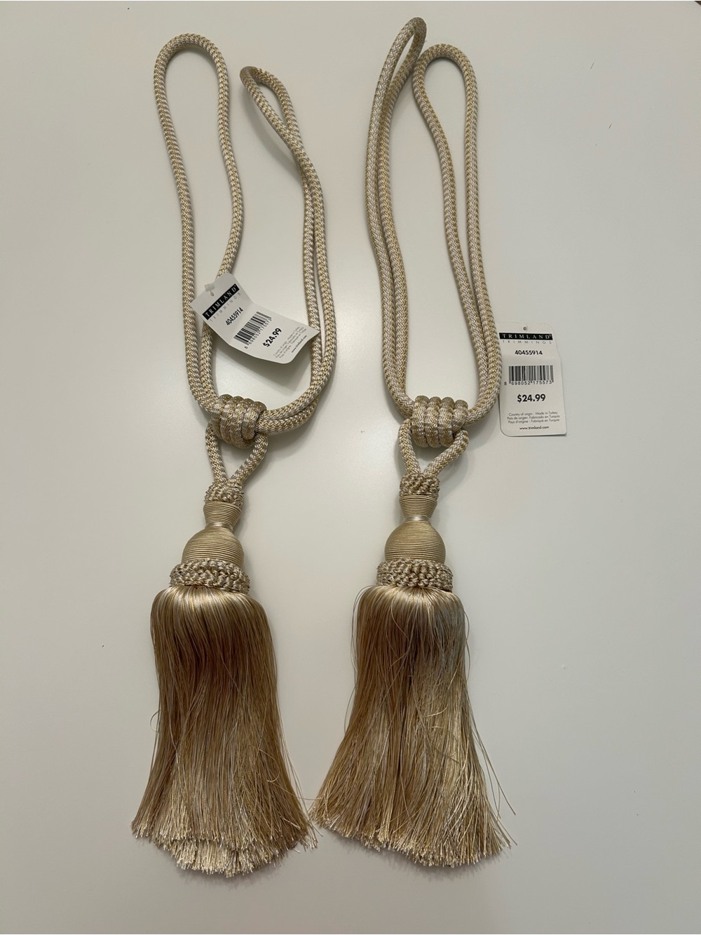 Beige Decorative Tassel Tieback Pair - Home Accent